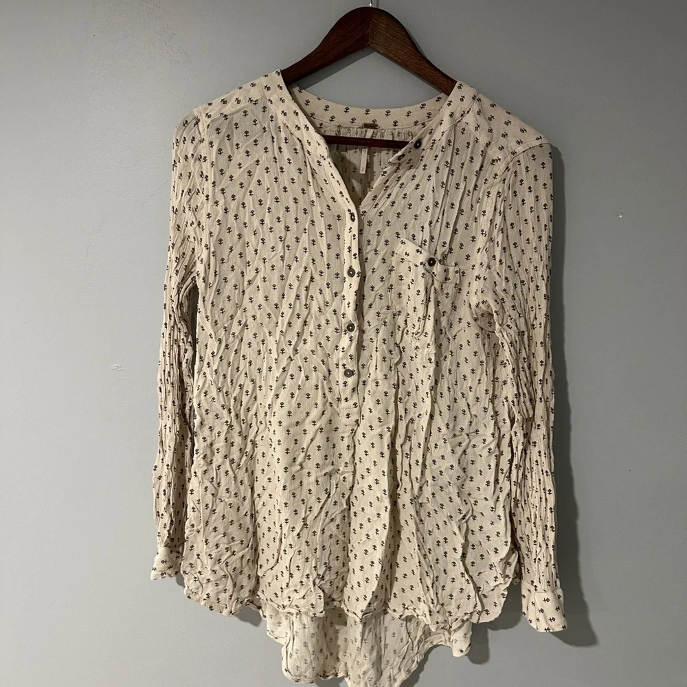 Free People Cream Patterned Blouse